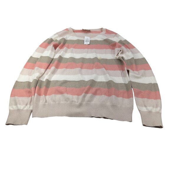 Loft Outlet Women's Size Medium Sweater Striped Pink Beige White New With Tags - Picture 1 of 14